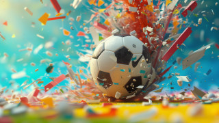 Soccer ball confetti streamers 3d - 8 k free wallpaper