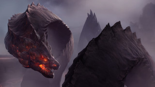 Demonic glowing face mountain foggy - a demonic looking creature free wallpaper for desktop