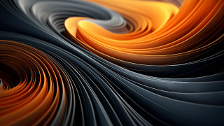 Curved orange black abstract 3d - paper texture free wallpaper