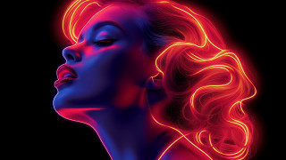 Woman neon cyberpunk artdeco redhair - art deco free wallpaper