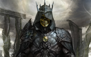 Skull crowned man fantasy armor - a black suit free wallpaper