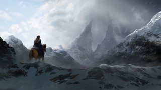 Woman horse snowy mountain landscape - a woman riding free wallpaper