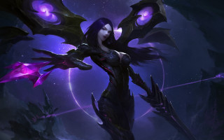 Woman sword demonsky purple starry - a purple light behind her free wallpaper