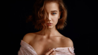 Pink dress woman portrait elina - short hair free wallpaper for desktop