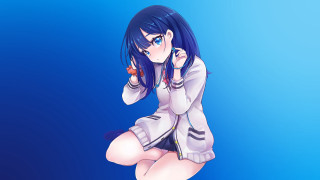 Anime girl blue background school - anime girl free wallpaper