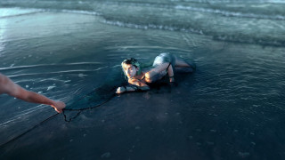 Woman surfboard ocean horizon underwater - a surfboard in the ocean free wallpaper