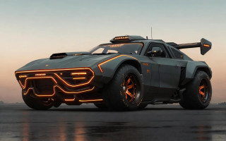 Futuristic car glowing tail lights - octane free wallpaper