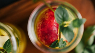 Glass jar apple leaves wooden - a wooden cutting board free wallpaper