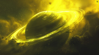 Yellow saturn yellow sky clouds - a yellow ring free wallpaper