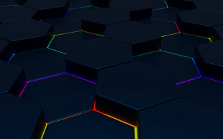 Black hexagons rainbow light 3d - a rainbow light free wallpaper