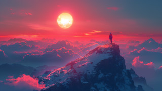 Mountain sunset red sky city - a sun setting free wallpaper