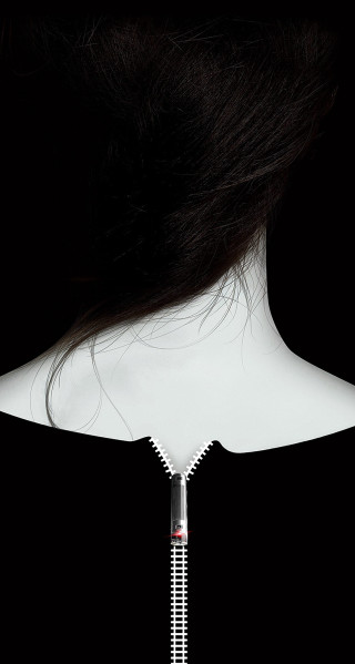 Mannequin head zipper black background - sharp foccus ilustration free wallpaper for mobile