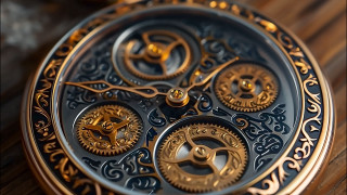 Gold pocket watch macro steampunk - a gold chain free wallpaper