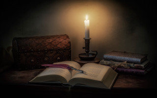 Book candle table lamp stilllife - a book free wallpaper