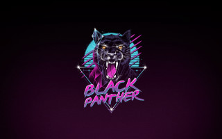 Black panther logo synthwave vector - vector art free wallpaper