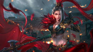 Fan qi splash art armor - a red cape free wallpaper