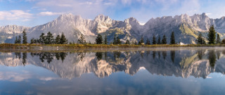 Mountain lake forest bridge castle - a lake and trees free wallpaper