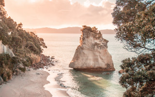 Large rock ocean beach boat 2 - ben thompson free wallpaper