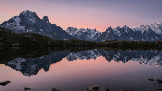Mountain reflection lake sunset tent - bernard meninsky free wallpaper