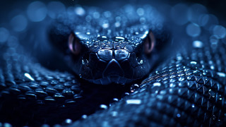 Snake head water droplets blue - straight free wallpaper for desktop