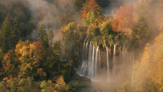 Waterfall fall autumn leaves maps - the fall free wallpaper