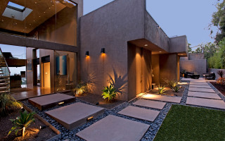Modern house walkway patio lights - a walkway free wallpaper