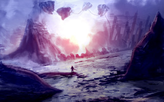 Beach man giant rock sunset - anato finnstark free wallpaper for desktop