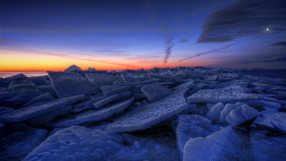 Sunset ice beach city lights - derold page free wallpaper