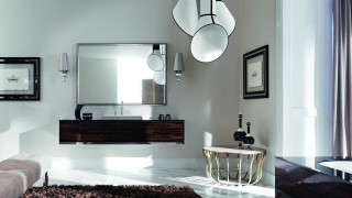Bathroom mirror vanity stool rug - center area free wallpaper