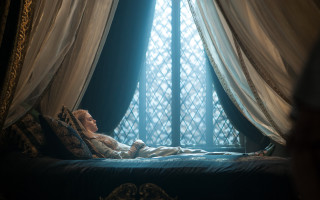 Renaissance woman bed curtains window - a bed in a room free wallpaper