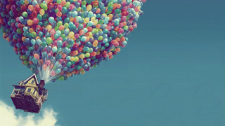 Floating house balloons cloud bank - pixar and disney animation free wallpaper