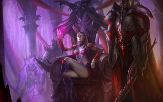 Woman demon purple room glowing - a chair next free wallpaper