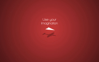 Red background plane illusion poster - abstract illusionism free wallpaper