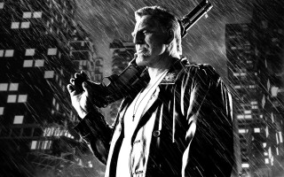 Man rain blackandwhite cityscape gun - bill sienkiewicz free wallpaper for desktop