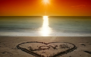 Heart sand beach sunset ocean - cindy wright free wallpaper for desktop