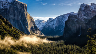 Mountain range valley forest snow 2 - the mountain free wallpaper