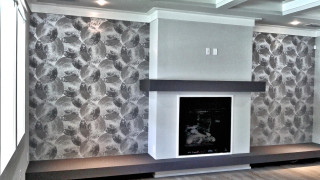 Fireplace wallpapered room center interior - enguerrand quarton free wallpaper