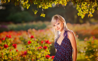 Woman tree field flowers blue - claire falkenstein free wallpaper