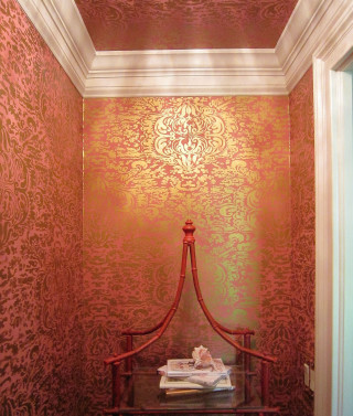 Red wall gold wallpaper bench - gaudy free wallpaper for mobile