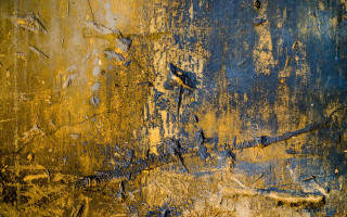 Yellow blue peeling paint bird - lyrical abstraction free wallpaper