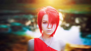 Gothic redhair portrait necklace bokeh - anka zhuravleva free wallpaper for desktop