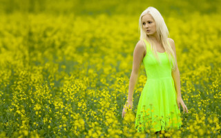 Green dress flower field outdoors - her pocket free wallpaper for desktop