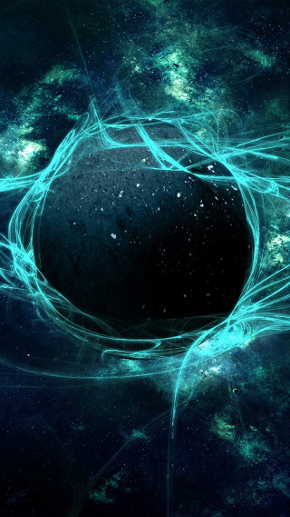 Black hole blue green swirl - free abstract wallpaper for mobile