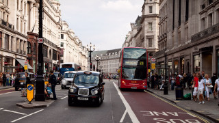 Double decker bus street tall - the sidewalk free wallpaper