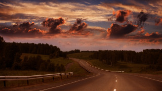 Sunset road clouds trees truck - cloud and trees free wallpaper for desktop