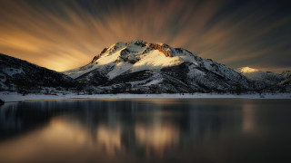 Mountain lake sunset clouds matte 2 - diego gisbert llorens free wallpaper for desktop
