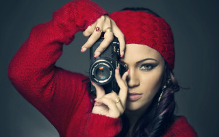 Woman red sweater camera portrait - daphne mcclure free wallpaper for desktop