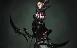 Woman elf armor sword dark - a sword and a helmet free wallpaper