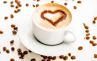 Coffee heart saucer beans morning - coffee bean free wallpaper