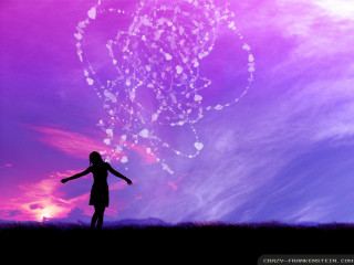 Woman field purple sky heart - a purple sky in the background free wallpaper for desktop